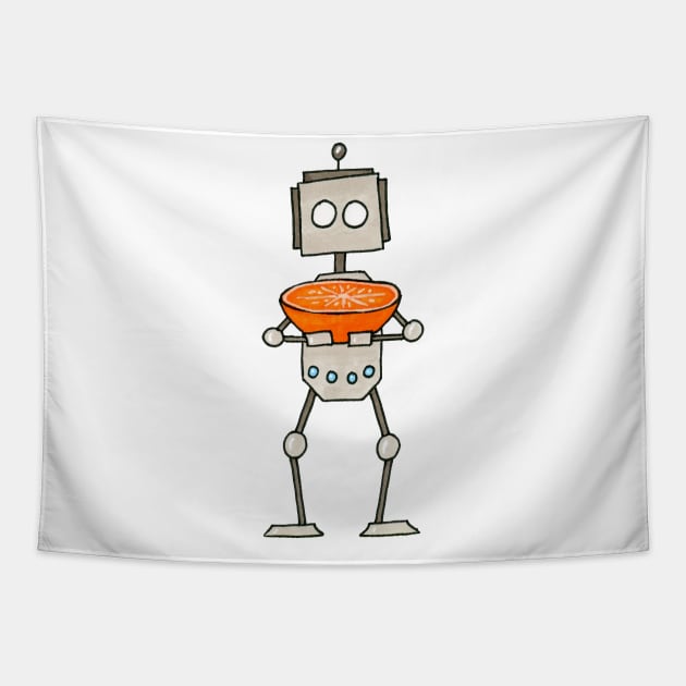 Orange Robot Tapestry by CuteBotss