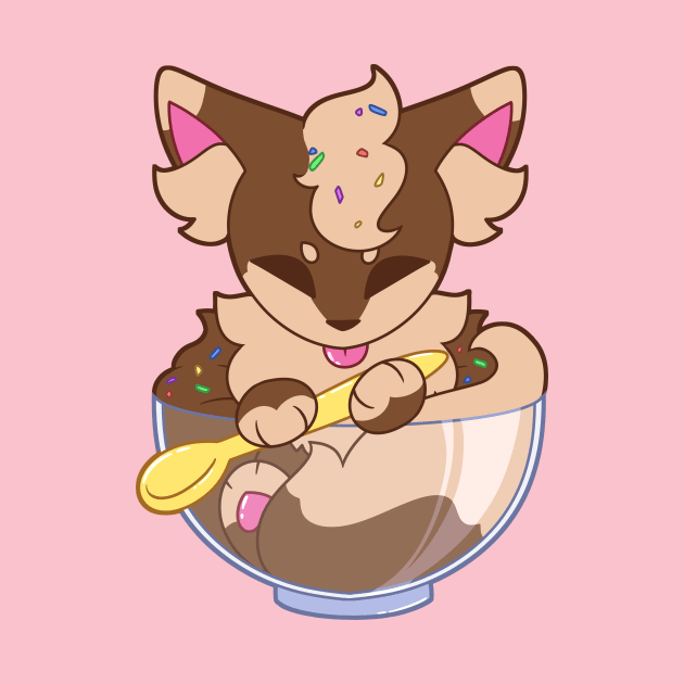 Chocolate Ice Cream Fox by SkechIndeed