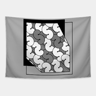 Many flowing S letters, black and white Tapestry