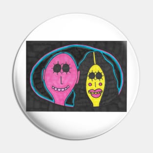 Pink and Yellow Couple Pin