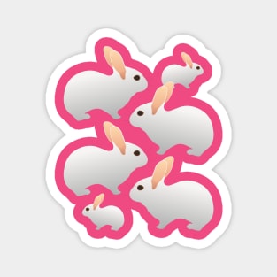 Adorable White Rabbit Pattern Magnet