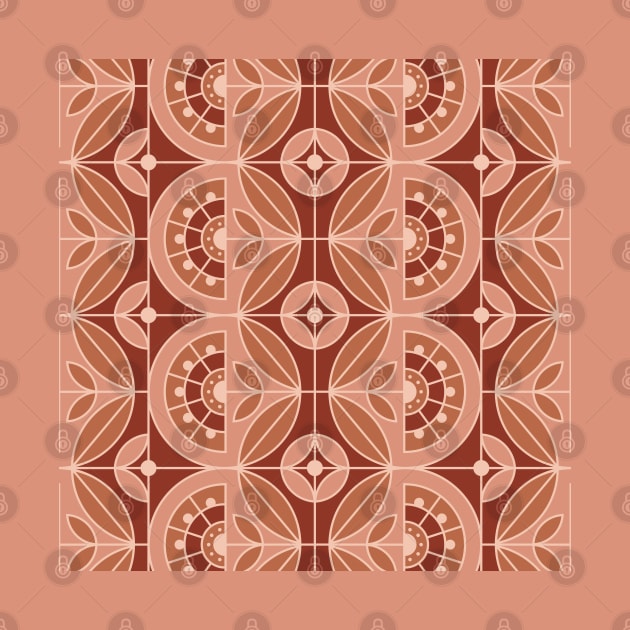 Art Deco Tile Floral (terracota) 2 by lents