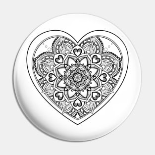 Mandala heart and zentangle patterns Pin