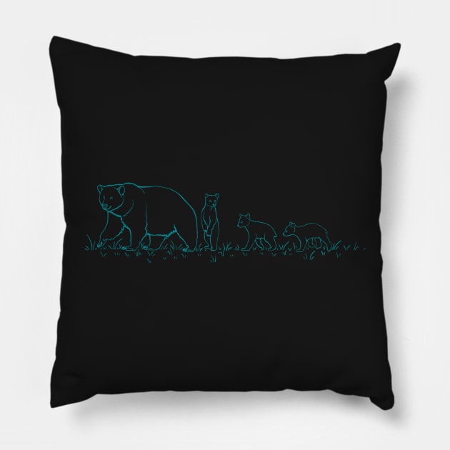 Mother Bear with Triplet Cubs Pillow by DahlisCrafter