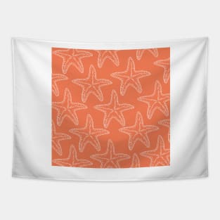 starfish aloha hawaii pattern salmon pink and white Tapestry