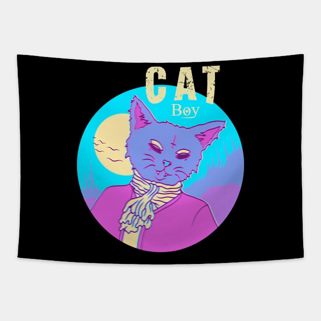 CAT BOY, Band Merchandise, Skate Design, Cat design Tapestry by Ancient Design