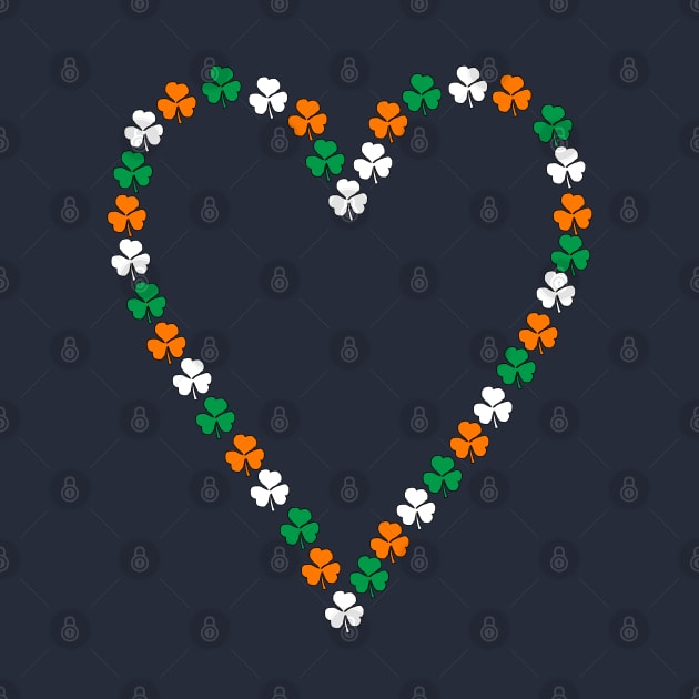 St Patricks Day Shamrock Green White Orange Heart by ellenhenryart