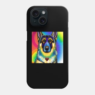 German Shepherd Dog Rainbow Painting Phone Case
