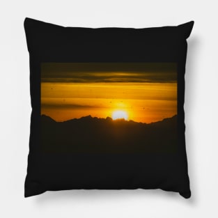 Sunset behind mountains Pillow