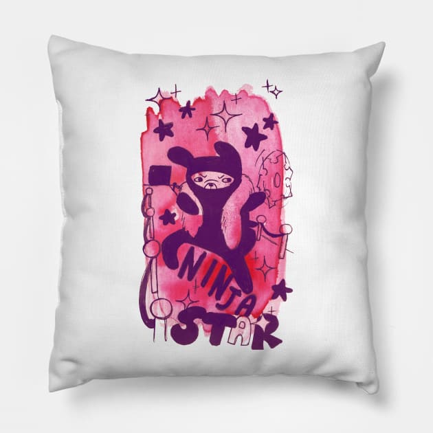 Watercolor Ninja Star Pillow by saradaboru