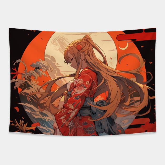 asuna kimono Tapestry by WabiSabi Wonders