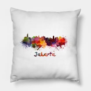 Jakarta skyline in watercolor Pillow