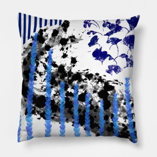 Abstract Blue,Purple,and Black Design with Floral Undertones, made by EndlessEmporium Pillow