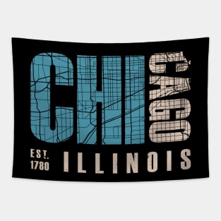 Chicago illinoise city map typography-EST 1780 Tapestry