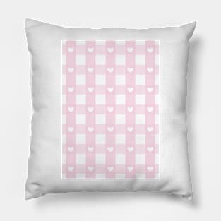 light pink gingham, romantic, gingham hearts, valentines day y2k, girly pink aesthetic Pillow