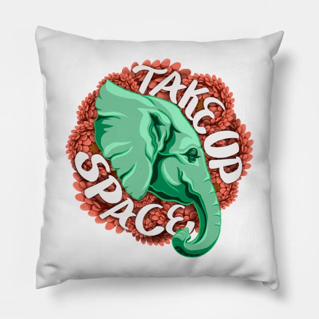 Take Up Space Elephant Pillow by AKA Wally