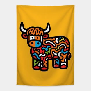 Graphic Scottish Cow Tapestry