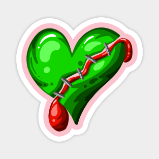 Dead Zombie Heart Cartoon Illustration with Blood and for Valentines Day or Halloween Magnet