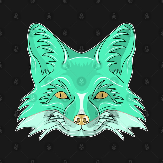 cyan fox face by dwalikur