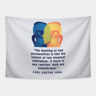 Copy of Robots with Carl Jung quote: The meeting of two personalities is like the contact of two chemical substances: Tapestry