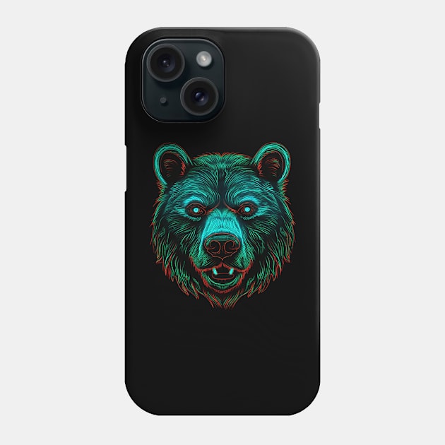 Neon Bear Party Shirt, Glow, Animal, Rave, Nightclub Phone Case by WyldbyDesign