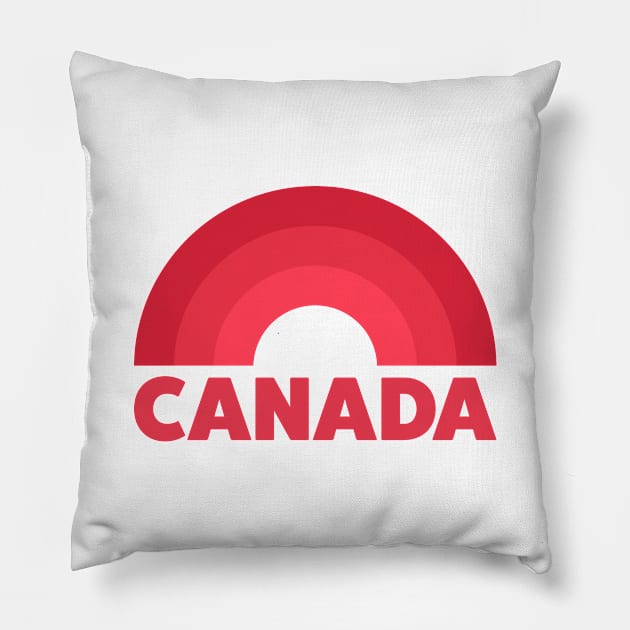 Canada Retro Rainbow Badge Red Pillow by modeoftravel