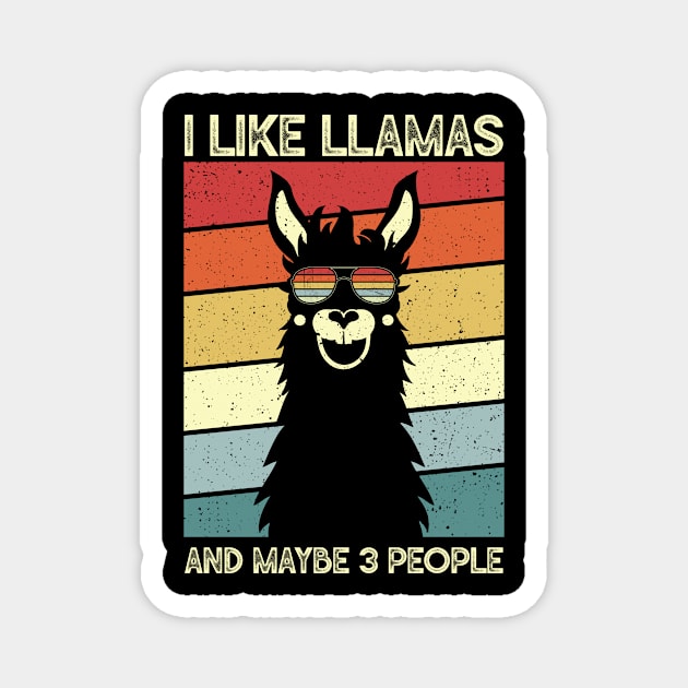 I Like Llamas And Maybe 3 People Retro Style Alpaca Magnet by Michelin