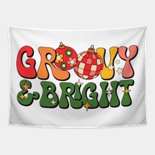 Groovy and Bright Vintage Retro Christmas Disco Ball Tapestry