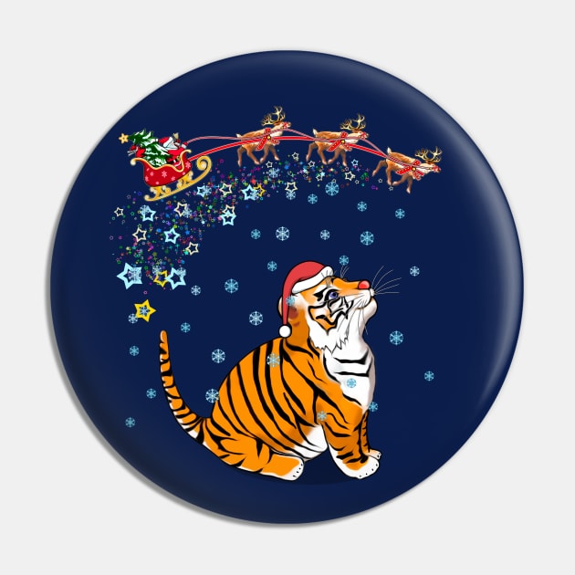 Christmas little tiger and Santa/ Year of the Tiger /New Year 2022/ Tiger 2022 Pin by SafSafStore