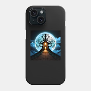 The Gothic Tree of Darkness against the Full Moon Phone Case