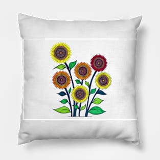 Sunflower Spirals: a handmade spirograph collage print Pillow