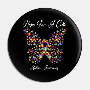 Hope For A Cure Butterfly Gift Autism Pin