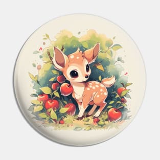 A cute fawn in an orchard Pin