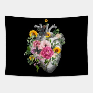 Bloom flowers and roses Heart Human Anatomy Tapestry