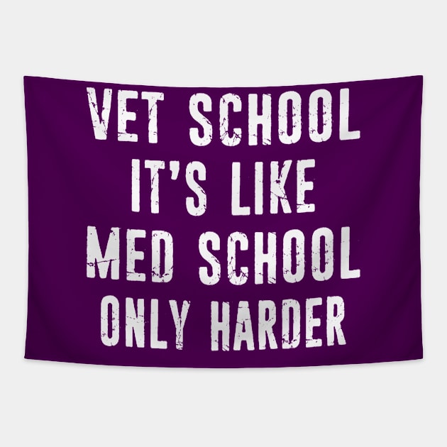 Vet School Funny Veterinarian Gift Distreseed Typography Tapestry by missalona