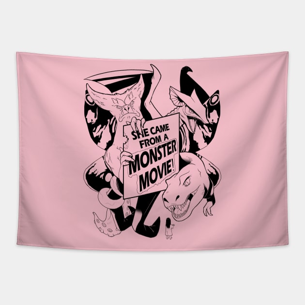 She Came From a Monster Movie! Tapestry by ICFAMMPOD: THE TEEPUBLIC STORE 