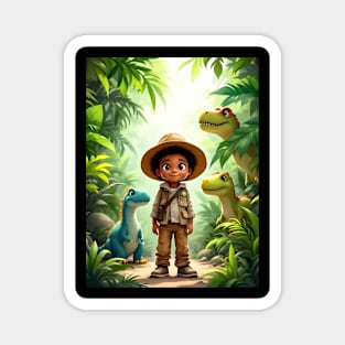 Dino Explorer, African American Children's Poster Magnet