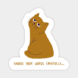 Grumpy Annoyed Cat "Choose your words carefully" Magnet