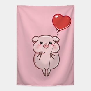 Fall in love piggy with balloon Tapestry