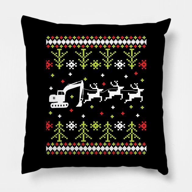 baggerfahrer ugly christmas shirt Pillow by HBfunshirts