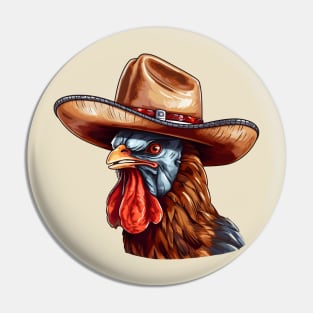 Western Cowboy Rooster Pin