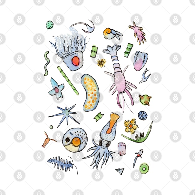 Pastel Plankton in Watercolor by narwhalwall