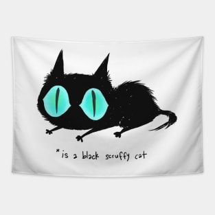 Black scruffy cat Tapestry