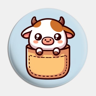 Baby Cow in Pocket Cute Kawaii Peeking Farm Animal Lover Pin