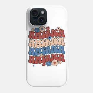 american groovy 4th july America retro patriotic USA Phone Case