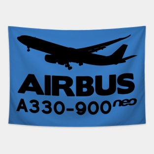 Airbus A330-900neo Silhouette Print (Black) Tapestry