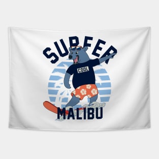 Malibu Bear Surfer Tapestry