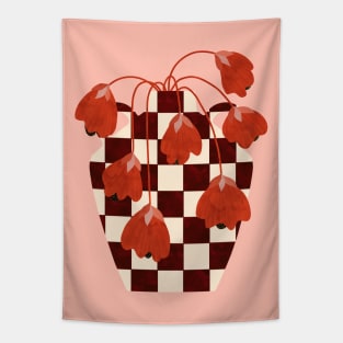 Checkered vase and flowers Tapestry