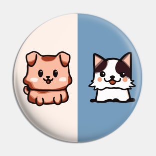Cat and Dog Friendship Pin