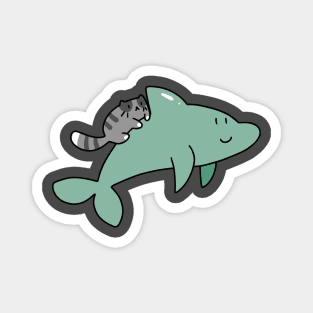 Dolphin and Blue Tabby Cat Magnet